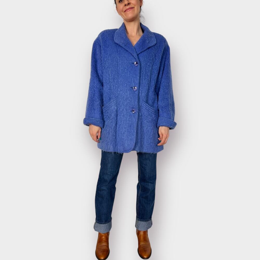 80s Brownstone Studio Blue Mohair Coat size L‎
